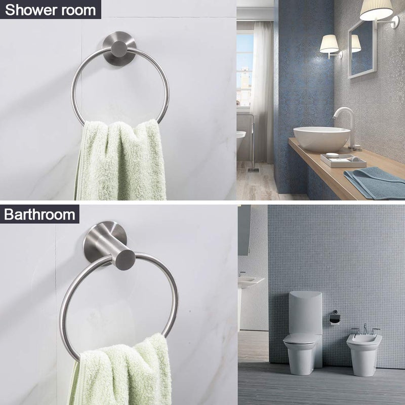 GERUIKE Adhesive Towel Ring Wall Mount Hand Towel Ring Self Adhesive Towel Hanger Stainless Steel Rustproof Brushed Nickel - Image 2